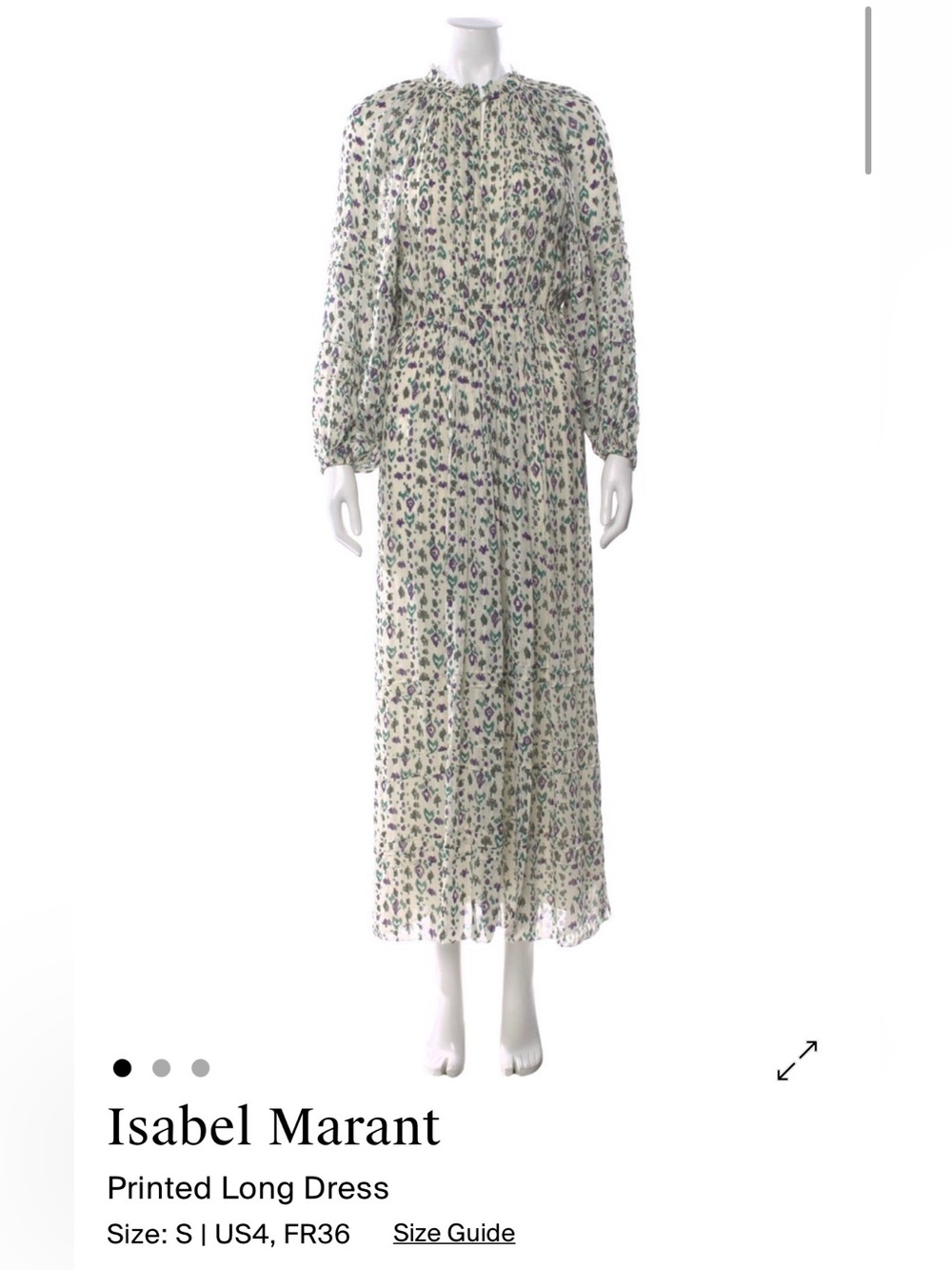 Isabel Marant Cream Maxi Dress with Green and Purple Floral Print